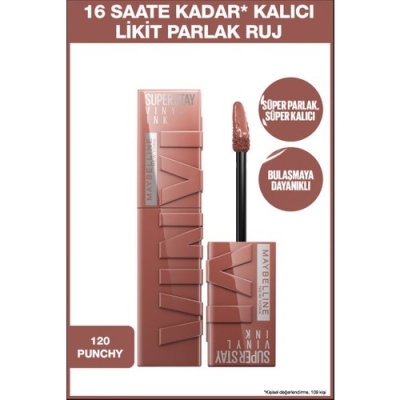 Maybelline New York Super Stay Vinyl Ink Uzun Süre Kalıcı Likit Parlak Ruj 120 Punchy - Maybelline New York