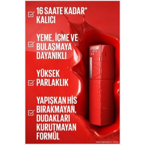 Maybelline New York Super Stay Vinyl Ink Uzun Süre Kalıcı Likit Parlak Ruj 55 Royal - 4