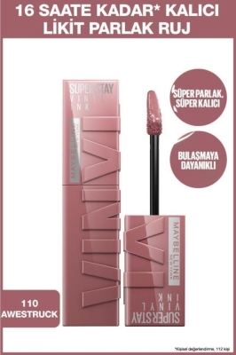 Maybelline Super Stay Vinyl Ink Uzun Süre Kalıcı Likit Parlak Ruj 110 Awestruck - Maybelline New York