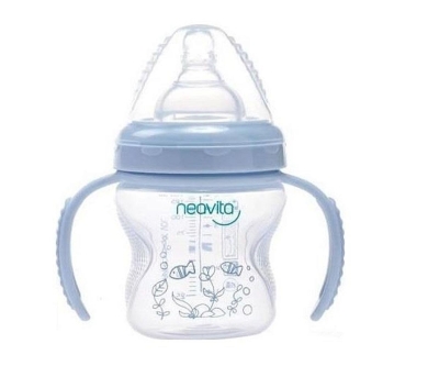 Neavita Geniş Ağızlı Silikon Kulplu PP Biberon 140Ml (BPA%0) 3 Ay+ / Mor - Neavita