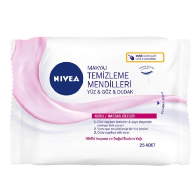 Nivea 3'Ü 1 Arada Makyaj Temizleme Mendili Kuru Hassas Cilt 25 Adet - Nivea
