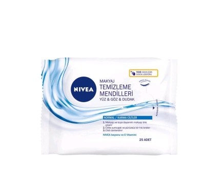 Nivea 3'Ü 1 Arada Makyaj Temizleme Mendili Normal/Karma Cilt 25 Adet - Nivea