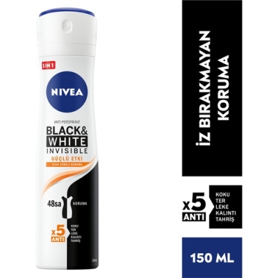 NIVEA Kadın Sprey Deodorant Black & White Invisible Güçlü Etki 48 Saat Anti-perspirant Koruma 150ml - Nivea
