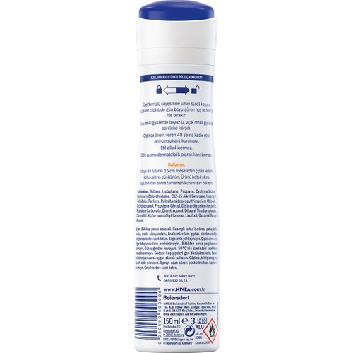 NIVEA Kadın Sprey Deodorant Black & White Invisible Güçlü Etki 48 Saat Anti-perspirant Koruma 150ml - 2