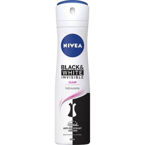 Nivea Kadın Sprey Deodorant Black&White Invisible Clear 48 Saat Anti-perspirant Koruma 150ml - 1
