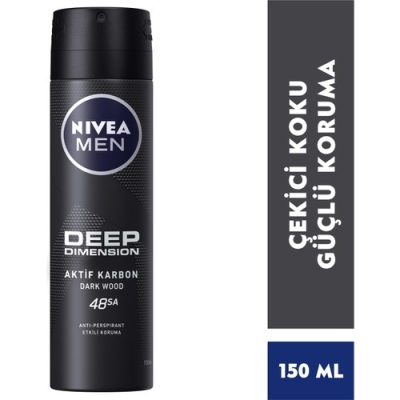 NIVEA Men Erkek Sprey Deodorant Deep Dimension 48 Saat Anti-perspirant Koruma 150ml,Erkeksi Koku - Nivea Men