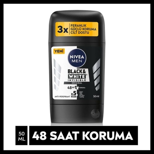 Nivea Men Erkek Stick Deodorant Black & White Invisible Original 48 Saat Anti-Perspirant Koruma 50 ml - 1