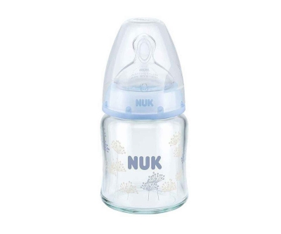 Nuk First Choice Plus 0-6 Ay Cam Biberon 120 Ml - Açık Mavi - Nuk