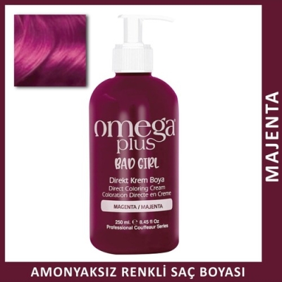 Omega Plus Bad Girl Majenta Amonyaksız Renkli Saç Boyası 250 ml - Omega Plus