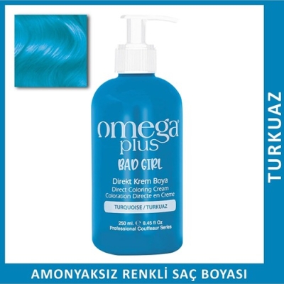 Omega Plus Bad Girl Turkuaz Amonyaksız Renkli Saç Boyası 250 ml - Omega Plus