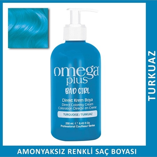 Omega Plus Bad Girl Turkuaz Amonyaksız Renkli Saç Boyası 250 ml - 1