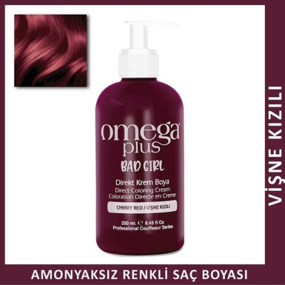 Omega Plus Bad Girl Vişne Kızılı Amonyaksız Renkli Saç Boyası 250 ml - Omega Plus