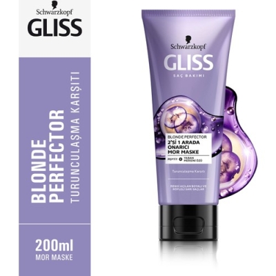 Schwarzkopf Gliss Blonde Perfector Turunculaşma Karşıtı Mor Maske 200 ml - Gliss
