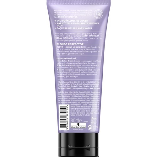 Schwarzkopf Gliss Blonde Perfector Turunculaşma Karşıtı Mor Maske 200 ml - 3