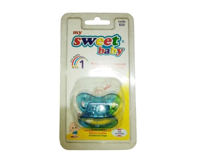 Sweet Baby 0-6 Ay Silikon Damaklı Emzik - Mavi - Sweet Baby