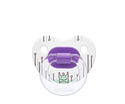 Wee Baby 0-6 Ay Desenli Damaklı Emzik No:1 Mor Şeffaf - Wee Baby