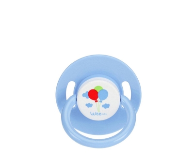 Wee Baby 0-6 Ay Yuvarlak Uçlu Emzik No:1 mavi (renkli balon desenli) - Wee Baby