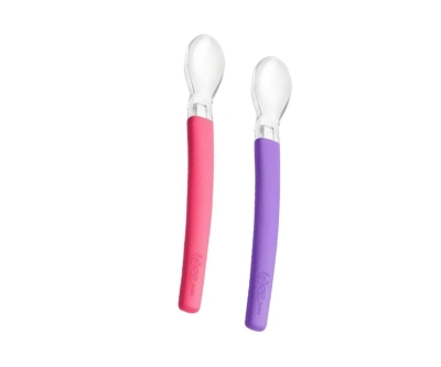 Wee Baby 122 Silikon Uçlu Mama Kaşığı (2'Li) Pembe-Mor - Wee Baby