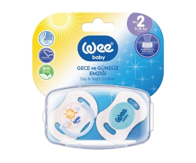 Wee Baby 2'li Gece/Gündüz Damaklı Emzik 6 - 18 Ay - Mavi - Wee Baby