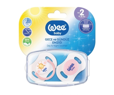 Wee Baby 2'li Gece/Gündüz Damaklı Emzik 6 - 18 Ay - Pembe - Wee Baby