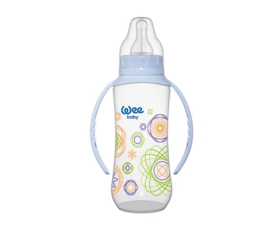 Wee Baby 6-18 Ay Kulplu PP Biberon 270 Ml - Mavi - Wee Baby