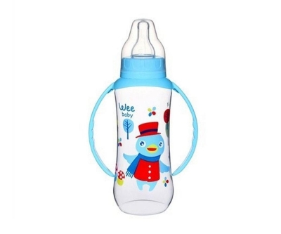 Wee Baby 6-18 Ay Kulplu PP Biberon 270 Ml - Mavi - Wee Baby