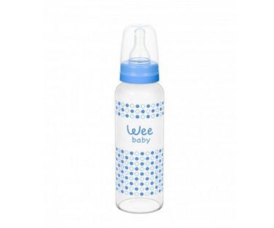 Wee Baby Isıya Dayanıklı Cam Biberon 240ml / Mavi - Wee Baby