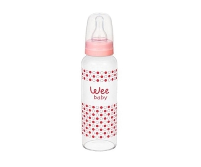 Wee Baby Isıya Dayanıklı Cam Biberon 240ml / Pembe - Wee Baby