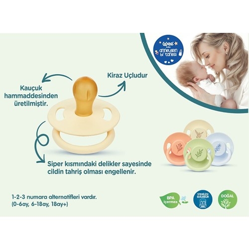 Wee Baby Pure Kauçuk Uçlu Emzik No:3 - Yavru Ağzı - 5